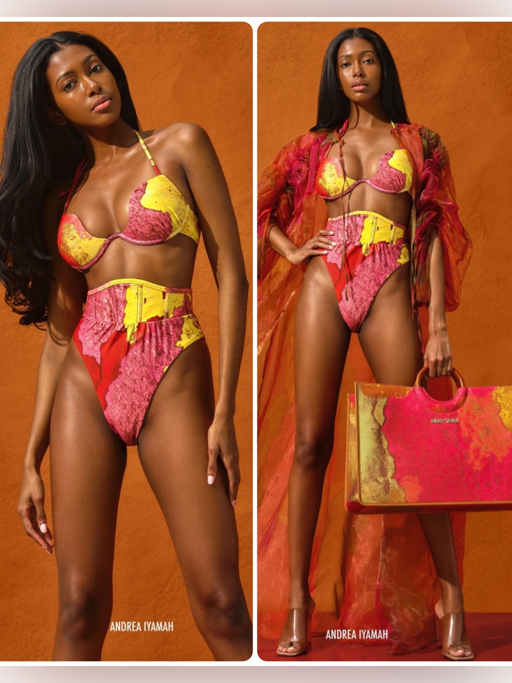 Andrea Iyamah Al Gura Bikini High-Waisted Bottom And Top Set Swimsuit Nwt $260
